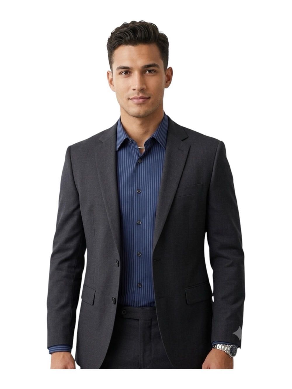 Calvin Klein Slim Fit Blue Striped Dress Shirt 16 34/35